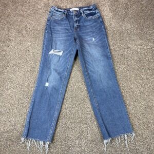 Lovervet Straight Leg Jeans Womens 27 Blue Distressed Raw Hem LV1129 Denim